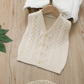 Παιδικά Ρούχα Pure Color Αγόρια Γιλέκο V-Γιά Παιδικά Πλεκτά Casual Παιδικά Εξωτερικά Ενδύματα 0-5Y