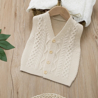 Παιδικά Ρούχα Pure Color Αγόρια Γιλέκο V-Γιά Παιδικά Πλεκτά Casual Παιδικά Εξωτερικά Ενδύματα 0-5Y