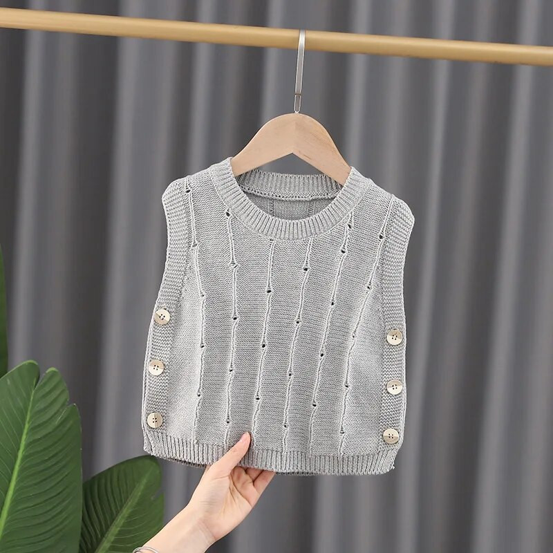 Vaikų berniukų liemenė spyruokliniai kūdikių rūbai Megzti laisvalaikio berankove kūdikio liemenė vaikiški drabužiai Liemenė 0-5Y