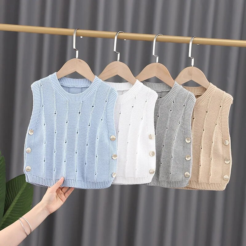 Vaikų berniukų liemenė spyruokliniai kūdikių rūbai Megzti laisvalaikio berankove kūdikio liemenė vaikiški drabužiai Liemenė 0-5Y