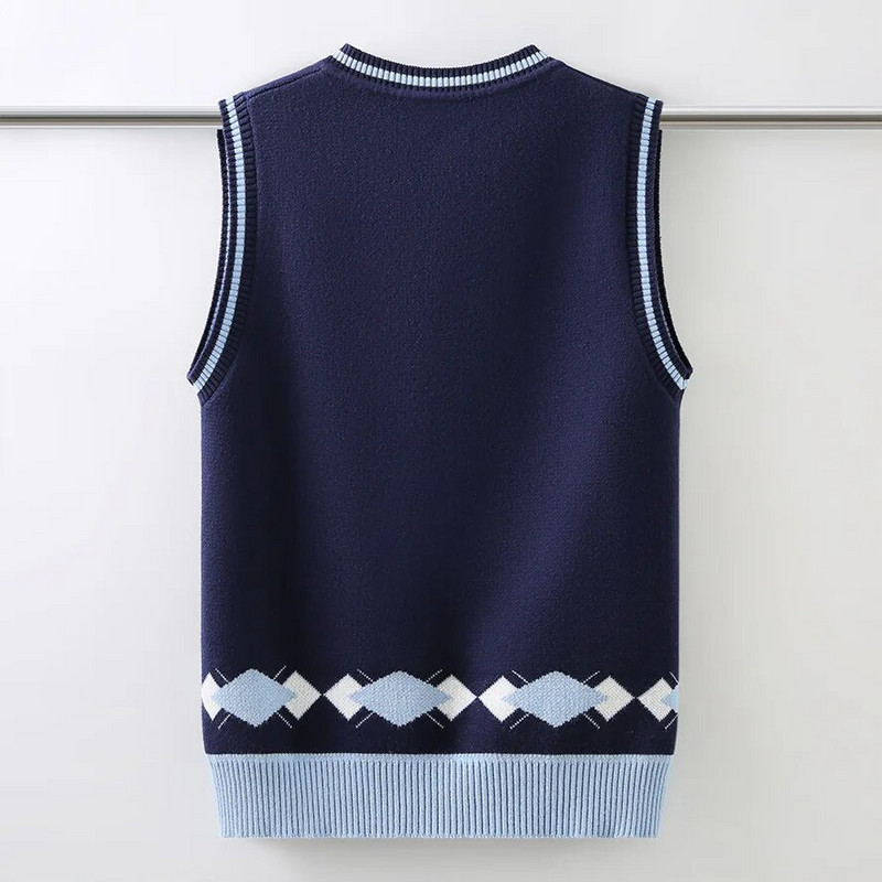 Poiste vest, sügisene puuvillane mantel 2024, uued lasteriided koolilastele, kootud pullover vest poisile vanuses 5–14 aastat