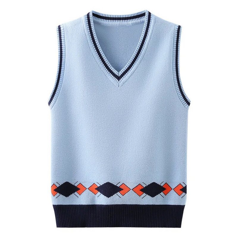 Poiste vest, sügisene puuvillane mantel 2024, uued lasteriided koolilastele, kootud pullover vest poisile vanuses 5–14 aastat
