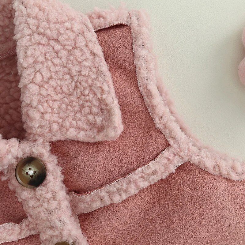 BeQeuewll γιλέκο για κορίτσια με αντίθεση χρώματος Αμάνικο γιλέκο με ζεστό κουμπί και τσέπη για χειμερινά ρούχα για νήπια για 3-8 χρόνια