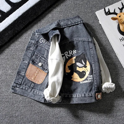 Viršutiniai berniukų drabužiai Liemenė rudens kūdikių liemenė be rankovių striukė Vaikiška džinsinė liemenė Naujovė Caroon berniukų kostiumas mažylio kratinys Jean Vest