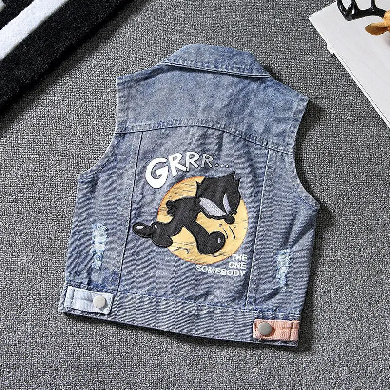 Viršutiniai berniukų drabužiai Liemenė rudens kūdikių liemenė be rankovių striukė Vaikiška džinsinė liemenė Naujovė Caroon berniukų kostiumas mažylio kratinys Jean Vest