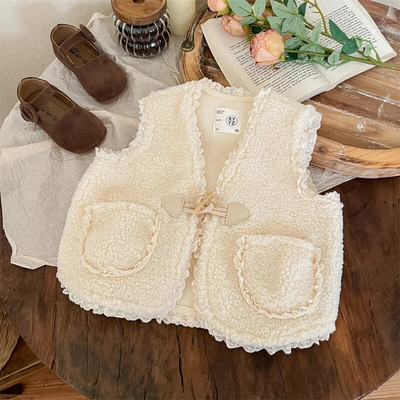 Lastevest Põhjamaade Retro Pastoraalne Stiilis Beebi Teddy Sügistalvine Soe Väike Vest poistele ja Tüdrukutele Õues kandmine Tuulevest