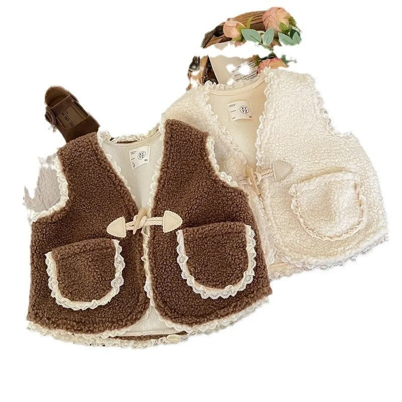 Lastevest Põhjamaade Retro Pastoraalne Stiilis Beebi Teddy Sügistalvine Soe Väike Vest poistele ja Tüdrukutele Õues kandmine Tuulevest