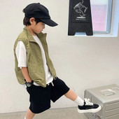 2023 Poiste vest 4-14 a Laste vest Kardigan puuvillane taskuga varrukateta vestid mantel riided kevadriided noorukitele