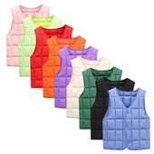 Vestă de puf pentru copii, băieți, fete, toamnă/iarnă, cataramă frontală, culoare uni, vestă pentru copii, petrecere, aniversare și pentru fete, pachete de topuri