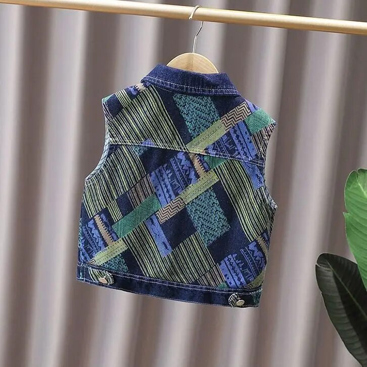 3-15Y Vaikams Medvilninės Liemenės Paltai Rudens berniukų Liemenės Atverčiamos apykaklės Spaudiniai Mados Gražūs Vaikiški Viršutiniai Drabužiai Hw34