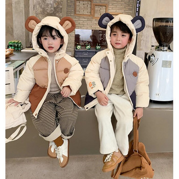 2-6 години Сладки уши Зимно яке за момчета и момичета 2 цвята Thcik Затоплящо стил на снаждане Модно пухено палто за деца
