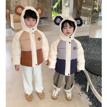 Χαριτωμένα αυτιά 2-6 ετών Χειμερινό μπουφάν για αγόρια για κορίτσια 2 Χρώμα Thcik Keep Warm Σχεδιασμός Splicing Style Fashion Down παλτό για παιδιά