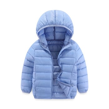 2023 Зимно яке за момчета и момичета 4-14 години Детско едноцветно топло палто с качулка за деца Леко пухено памучно горно облекло