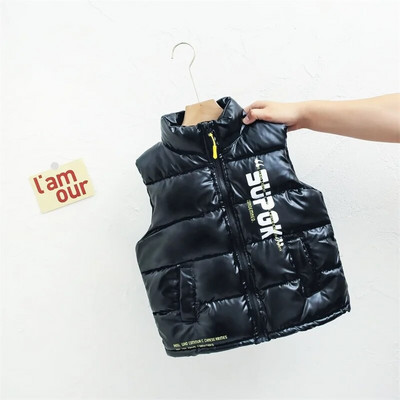 Berniukų liemenė Kūdikių vaikiška pūkinė liemenė 2023 m. raidžių šilta plius stora žiemos rudens lauko striukė Vaikiški drabužiai