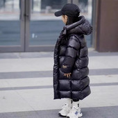 -30 Girls Thickened Down Jacket 2023 Winter New Korean Children`s Long Down Jacket Baby`s Coat Jacket Outwear 4 6 8 10 13 15Y