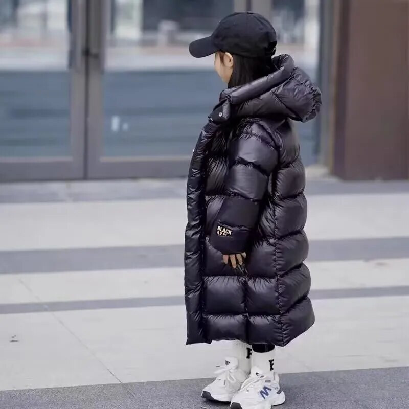 -30 Girls Thickened Down Jacket 2023 Winter New Korean Children`s Long Down Jacket Baby`s Coat Jacket Outwear 4 6 8 10 13 15Y