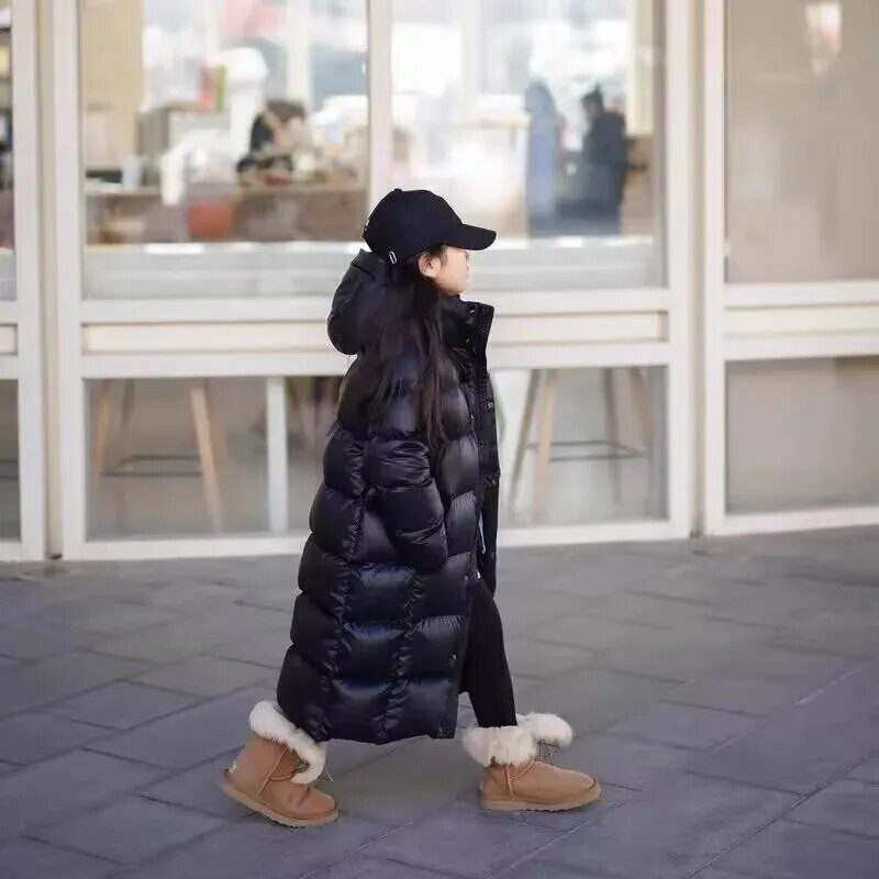 -30 Girls Thickened Down Jacket 2023 Winter New Korean Children`s Long Down Jacket Baby`s Coat Jacket Outwear 4 6 8 10 13 15Y