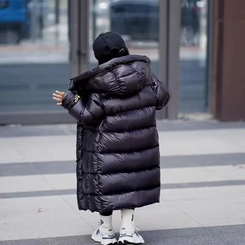 -30 Girls Thickened Down Jacket 2023 Winter New Korean Children`s Long Down Jacket Baby`s Coat Jacket Outwear 4 6 8 10 13 15Y