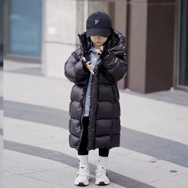 -30 Girls Thickened Down Jacket 2023 Winter New Korean Children`s Long Down Jacket Baby`s Coat Jacket Outwear 4 6 8 10 13 15Y