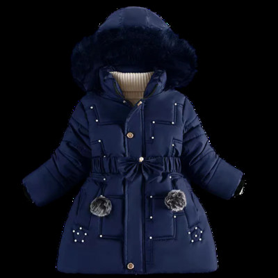 2023. aasta talvine lastele soojahoidev tüdrukute jope, eemaldatav kapuuts, vooderdatud polsterdatud kapuutsiga lastemantliga