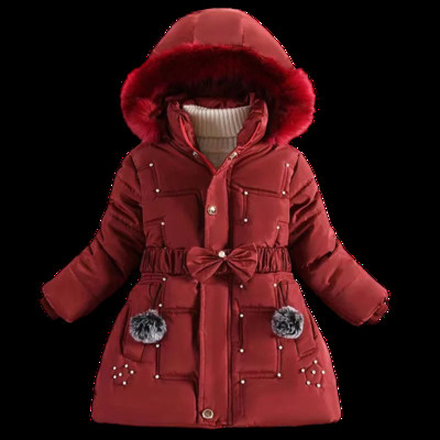 2023. aasta talvine lastele soojahoidev tüdrukute jope, eemaldatav kapuuts, vooderdatud polsterdatud kapuutsiga lastemantliga