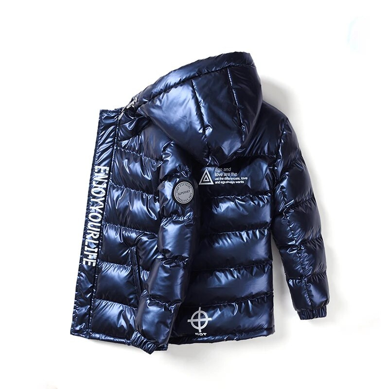 Stora berniukų šilta parka vaikiška striukė žieminė laisvalaikio paaugliams viršutiniai drabužiai paltai juodi mėlyni su gobtuvu vaikams medvilninė vėjo striukė XMP564