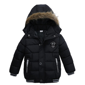 2 3 4 5 6 ετών Χειμερινό μπουφάν για αγόρια Ζεστό μόδα Φθινοπωρινό παλτό με κουκούλα Φερμουάρ Γούνινο γιακά Εξωτερικό δώρο γενεθλίων Παιδικά ρούχα