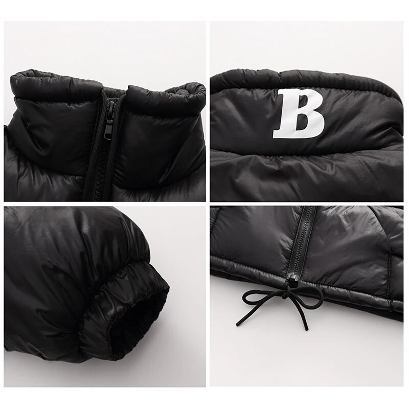 Mergaičių žieminis paltas „Letter“ traukiamas užtrauktukas, šiltas berniukų striukė 2023 m. vaikiškos striukės berniukams laisvalaikio vaikiškas paltas „Parka“ 2–13 m.