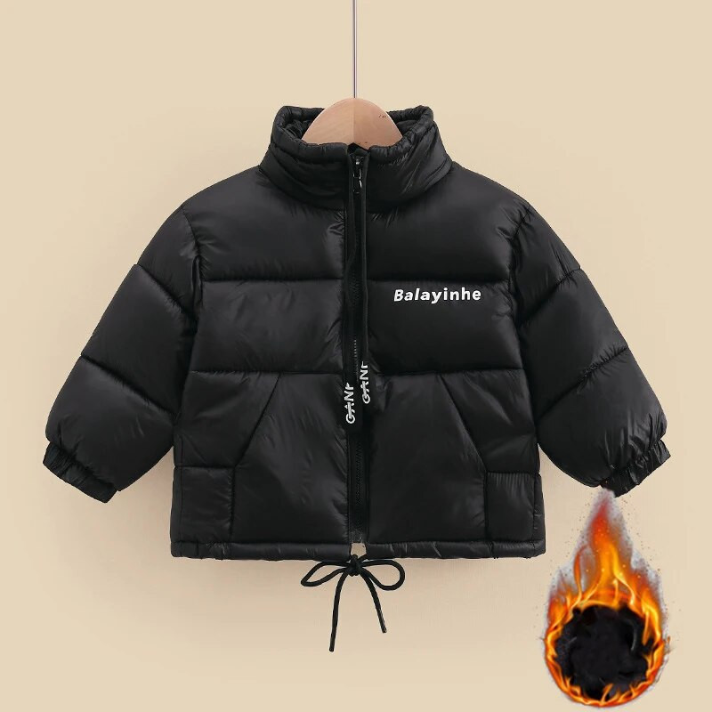 Mergaičių žieminis paltas „Letter“ traukiamas užtrauktukas, šiltas berniukų striukė 2023 m. vaikiškos striukės berniukams laisvalaikio vaikiškas paltas „Parka“ 2–13 m.