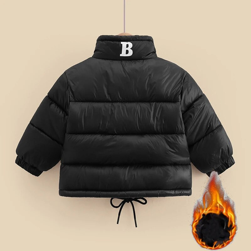 Mergaičių žieminis paltas „Letter“ traukiamas užtrauktukas, šiltas berniukų striukė 2023 m. vaikiškos striukės berniukams laisvalaikio vaikiškas paltas „Parka“ 2–13 m.