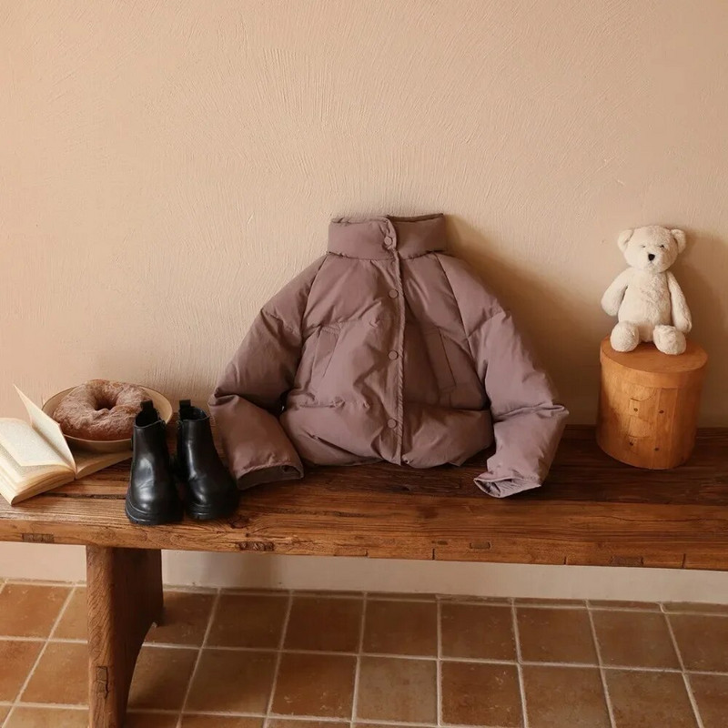 2023 m. žiema Naujos vaikiškos pūkinės striukės Mada Šilta Vaikų Duona Parkas Drabužiai Kūdikių Stori Paltai mergaitėms Berniukams Baltos Ančių pūkinės