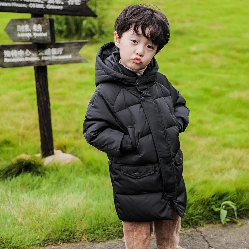 Χειμώνας Παιδικά Κοριτσίστικα Μακριά Παλτό Παιδικά Αγόρια Μπουφάν Μόδα Χονδρή Κουκούλα Λευκή Πάπια Πούνιο Χιονοστιβάδα 2-14 ετών Έφηβοι Πανωφόρι Πάρκα