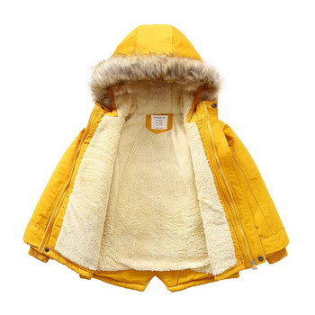 Baby Boys Denim Jacket Plus Fur Warm Toddler Παιδικά χειμωνιάτικα ρούχα για αγόρια με βαμβακερή επένδυση, παχύ βαμβακερό παλτό μωρού με επένδυση