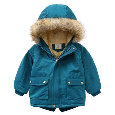 Baby Boys Denim Jacket Plus karusnahast soe väikelaps Laste talve poiste puuvillase polsterdatud riided beebi paksendatud puuvillase polsterdatud mantel