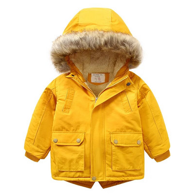 Baby Boys Denim Jacket Plus karusnahast soe väikelaps Laste talve poiste puuvillase polsterdatud riided beebi paksendatud puuvillase polsterdatud mantel