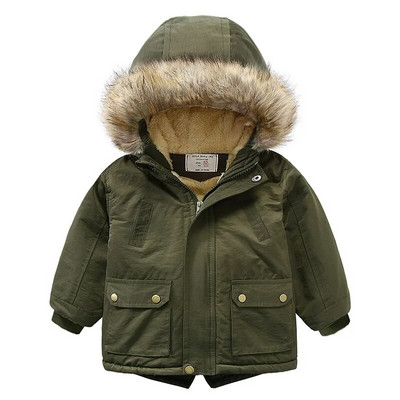 Baby Boys Denim Jacket Plus karusnahast soe väikelaps Laste talve poiste puuvillase polsterdatud riided beebi paksendatud puuvillase polsterdatud mantel