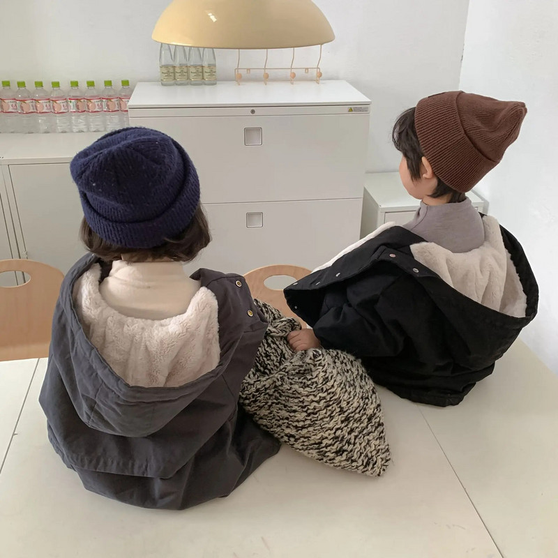 7837 Lastemantel Kapuutsiga puuvillase polsterdusega ülerõivad 2023. aasta talvine kuum soodusmüük, lisaks sametine puuvillase polsterdatud jope trentšmantel