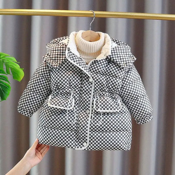 Бебешко палто за момичета Горно облекло 2023 Thicken Winter Plus Velvet Warm Cotton Fleece Висококачествено детско облекло Парки Q705