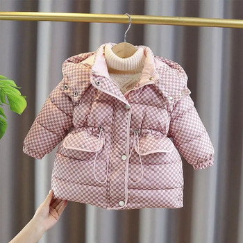 Бебешко палто за момичета Горно облекло 2023 Thicken Winter Plus Velvet Warm Cotton Fleece Висококачествено детско облекло Парки Q705