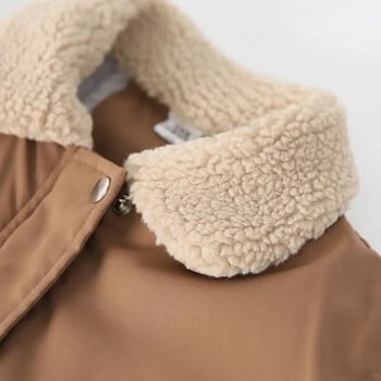 Μπουφάν για αγόρια με σουέντ γιακά παλτό Παχύ βαμβακερό μπουφάν με επένδυση από χειμωνιάτικο βαμβάκι Παιδικά ρούχα