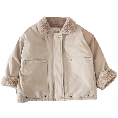 Jakna za dječake Jakna s ovratnikom od brušene kože Deblja jakna s podstavom od pamuka Zimska dječja odjeća s podstavom od pamuka