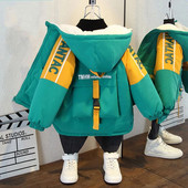 1–9-aastased poisilapsed väikelapse mantel, talvine soe kostüüm kapuutsiga lukuga jope Laste kirjamustriga jakk Noortele pargiriided