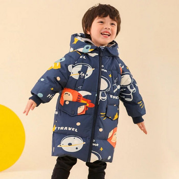Зимни якета за момичета и момчета Топли водоустойчиви детски дълги пухени палта Анимационни детски екипи за сняг Бебешка термопарка 1-8 години