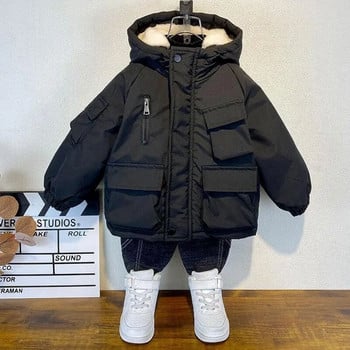 Χειμώνας Ζεστά Παιδιά Αγόρια 2-10 ετών Μόδα Αγόρια Παλτό Χακί Μαύρο Χοντρό Ζεστά Ρούχα Παιδικά Εξωτερικά Ενδύματα με φερμουάρ