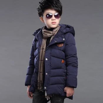 Χειμερινό μπουφάν για νεαρά αγόρια με κουκούλα Ρούχα για εφήβους Ζεστά παχιά μακρύ βαμβακερά εξωτερικά ενδύματα Παιδικά μπουφάν Parka