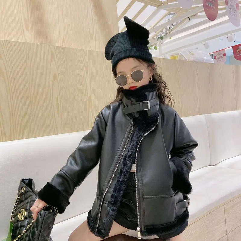 2023 m. nauja mergaičių striukė rudens žiemos stori šilti dirbtinio kailio paltai mergaitėms viršutiniai drabužiai Madingi pliušiniai drabužiai vaikams TY79