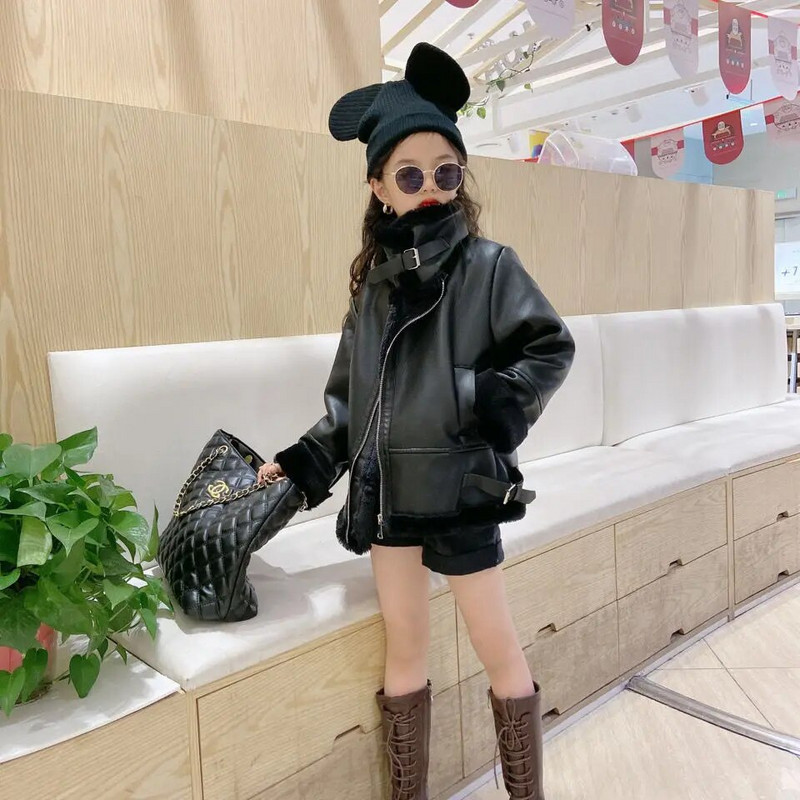 2023 m. nauja mergaičių striukė rudens žiemos stori šilti dirbtinio kailio paltai mergaitėms viršutiniai drabužiai Madingi pliušiniai drabužiai vaikams TY79