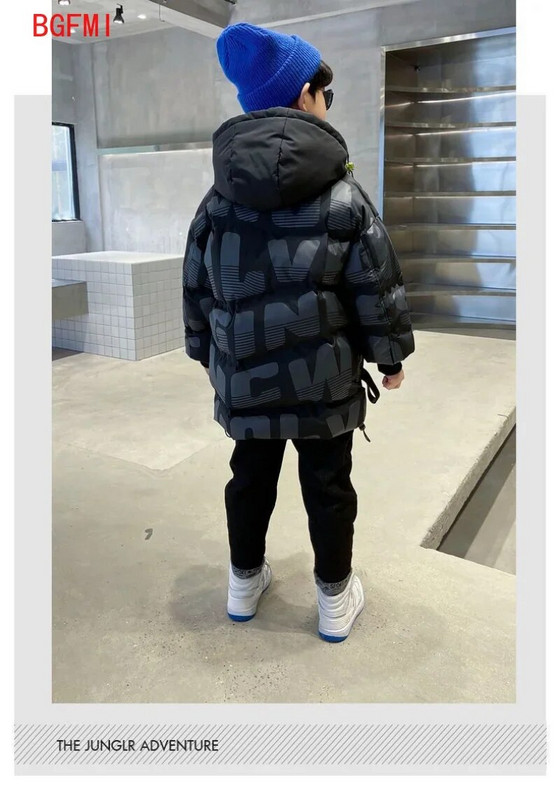 -30℃ Χειμερινά παλτό για εφήβους για αγόρια με επένδυση 2023 New Big Kids Plus βελούδινο χοντρό μπουφάν με ζεστή κουκούλα Παιδικά βαμβακερά ρούχα Snowsuit 6-12T