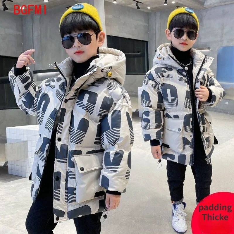 -30℃ Χειμερινά παλτό για εφήβους για αγόρια με επένδυση 2023 New Big Kids Plus βελούδινο χοντρό μπουφάν με ζεστή κουκούλα Παιδικά βαμβακερά ρούχα Snowsuit 6-12T