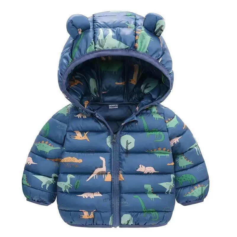 2023 Dinosaur Winter Boys Jacket Keep Warm Princess παλτό με φερμουάρ Βρεφικά εξωτερικά ρούχα Δώρο γενεθλίων 1 2 3 4 5 ετών Παιδικά ρούχα